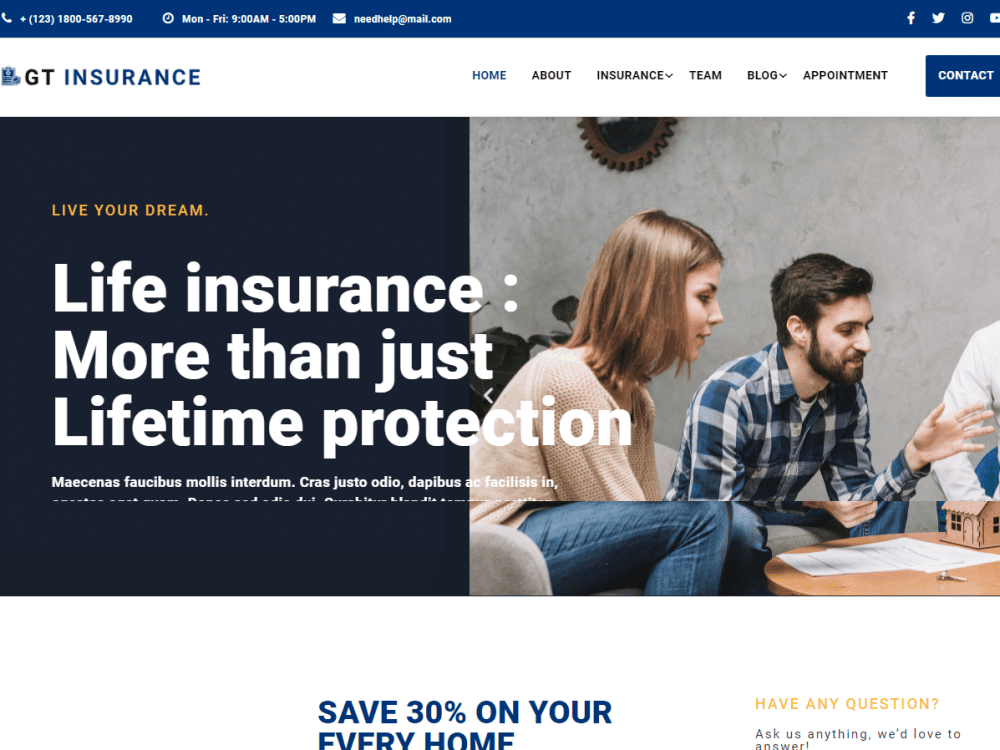 Gt Insurance Wordpress Theme