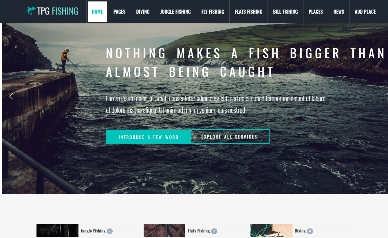 Free TPG Fishing Wordpress theme: Download & Review - JustFreeWPThemes