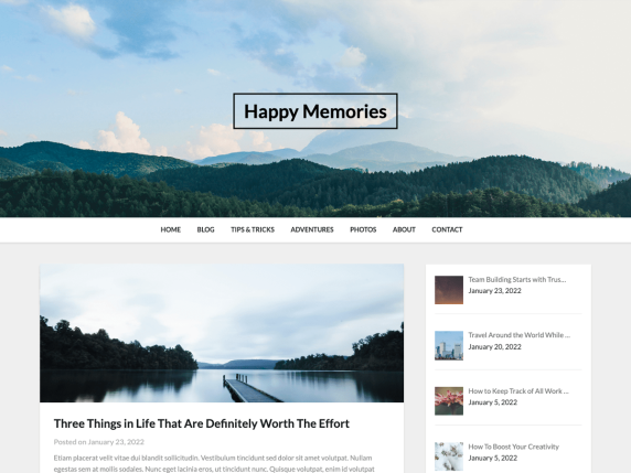Happy Memories Wordpress Theme