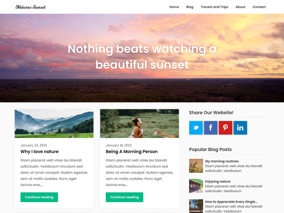 Natures Sunset Wordpress Theme