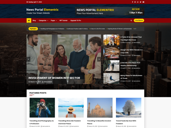 News Portal Elementrix Wordpress Theme