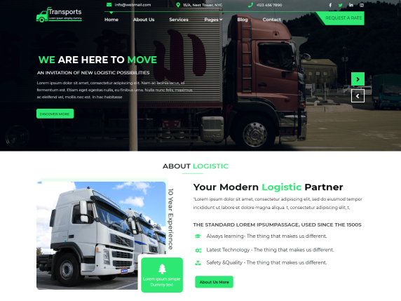 Transportation Shipment Wordpress Theme