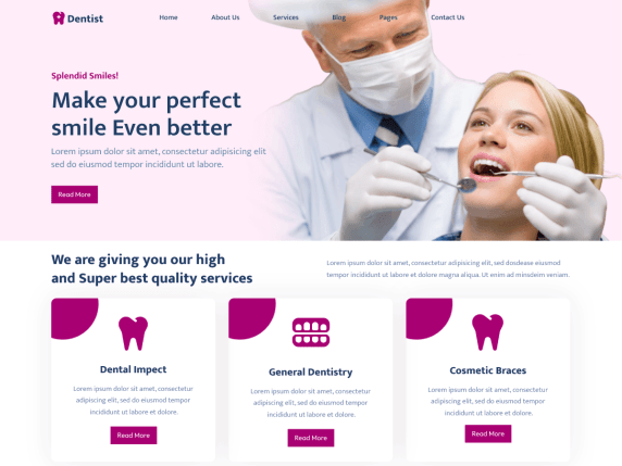 Free Dentist Dental Care Wordpress Theme